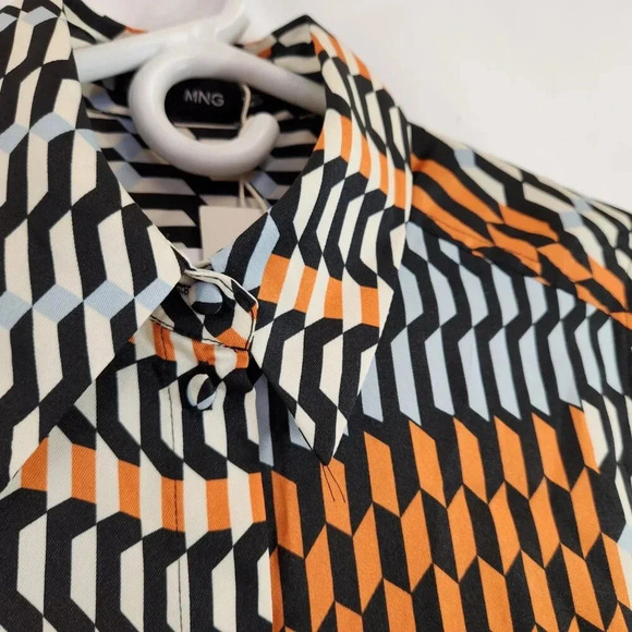 Mango Geometric Print Point Collar Shirt Size XS NWT - Picture 6 of 16